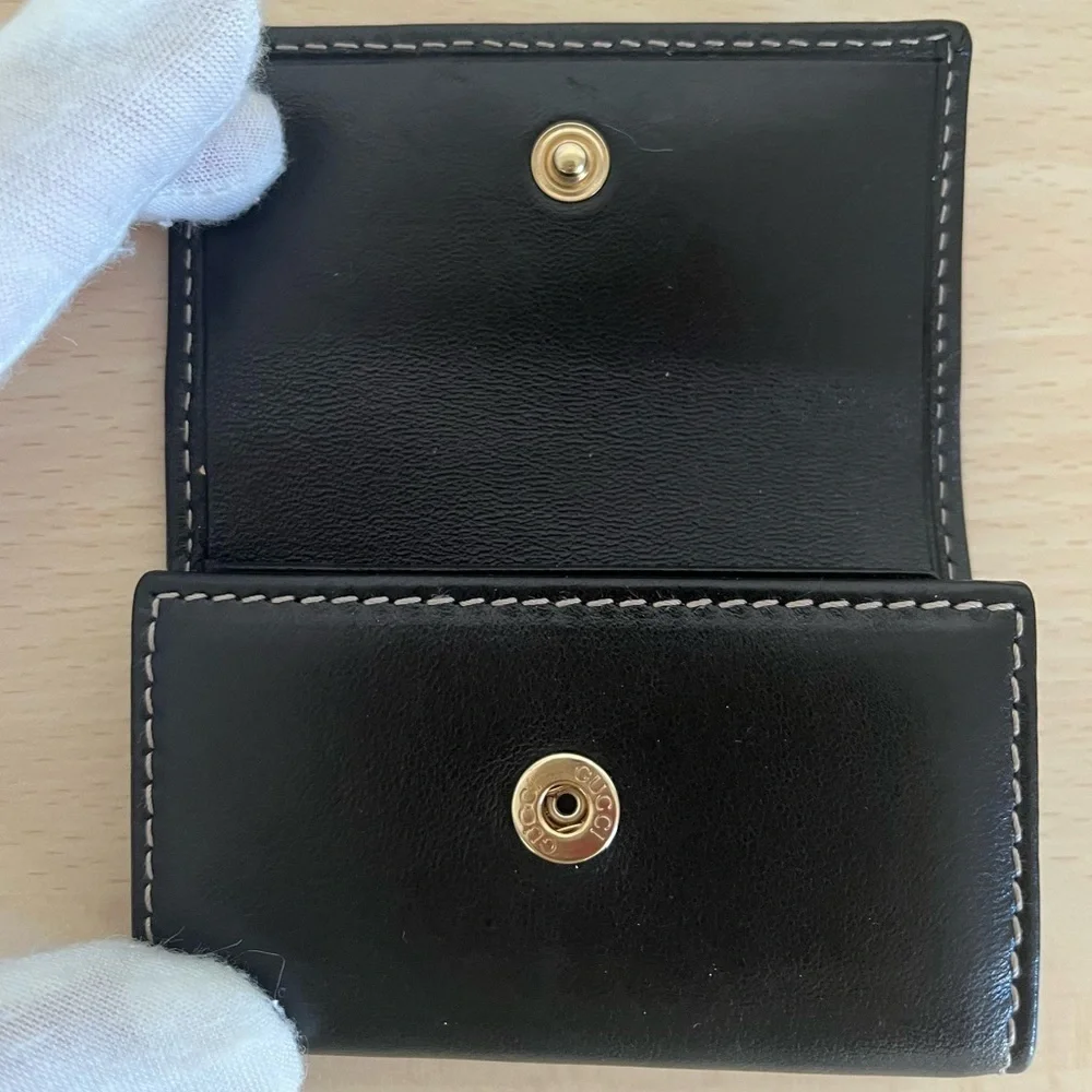 Vintage Gucci GG Black Leather Key Holder Box Controllato BNWOT